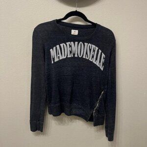 Sundry Dark Gray "Mademoiselle" Sweatshirt with side zipper - Size 2